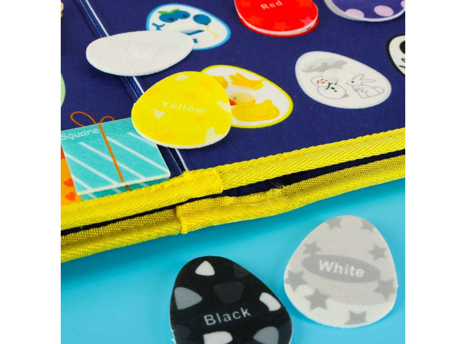 Smyslová manipulační Montessori quiet book - Modrá aktovka