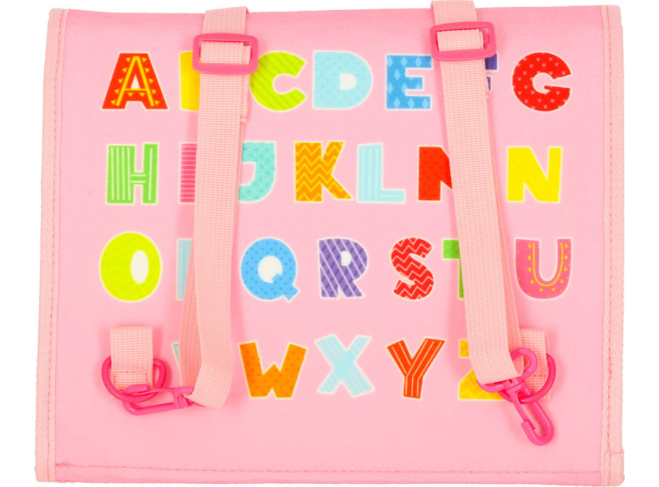 Smyslová manipulační Montessori quiet book - Růžová aktovka