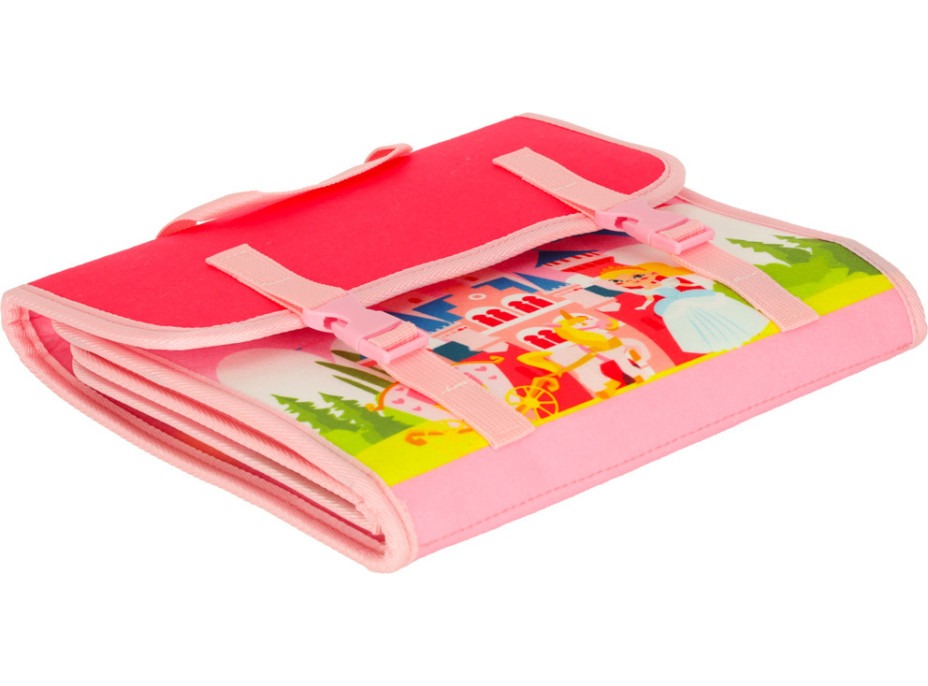 Smyslová manipulační Montessori quiet book - Růžová aktovka