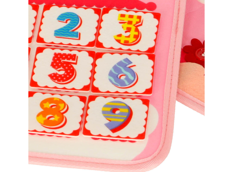 Smyslová manipulační Montessori quiet book - Růžová aktovka