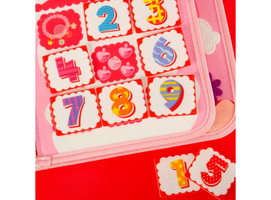Smyslová manipulační Montessori quiet book - Růžová aktovka
