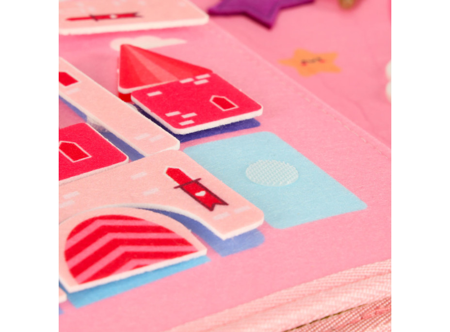 Smyslová manipulační Montessori quiet book - Růžová aktovka