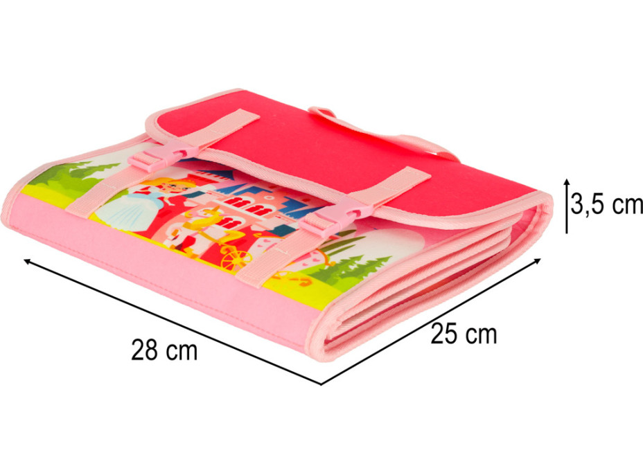 Smyslová manipulační Montessori quiet book - Růžová aktovka