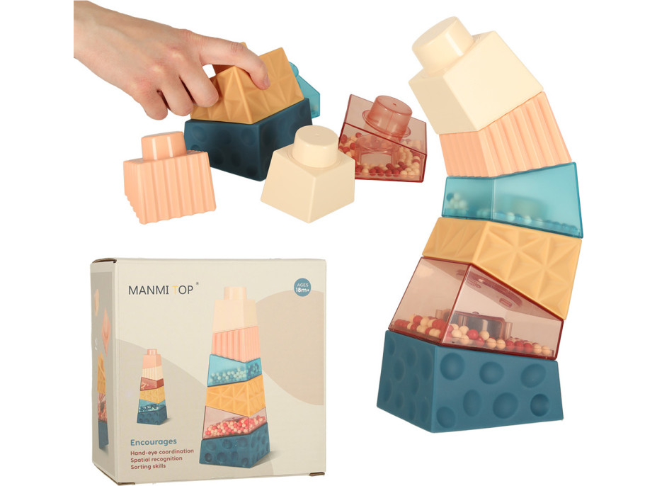 Montessori vzdělávací pyramidová senzorická věž s míčky