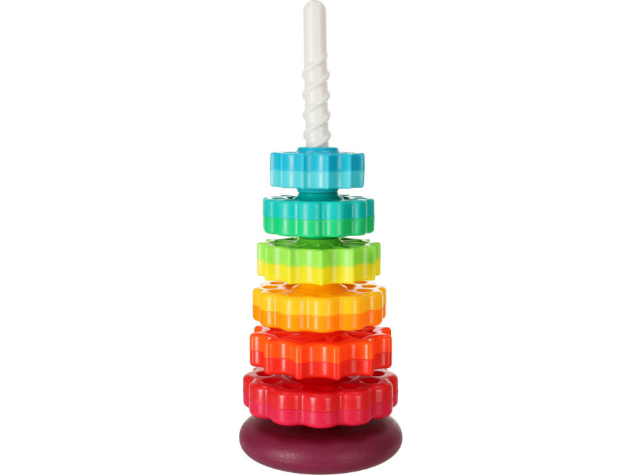 Duhová věž s pyramidou a spirálou na stohování