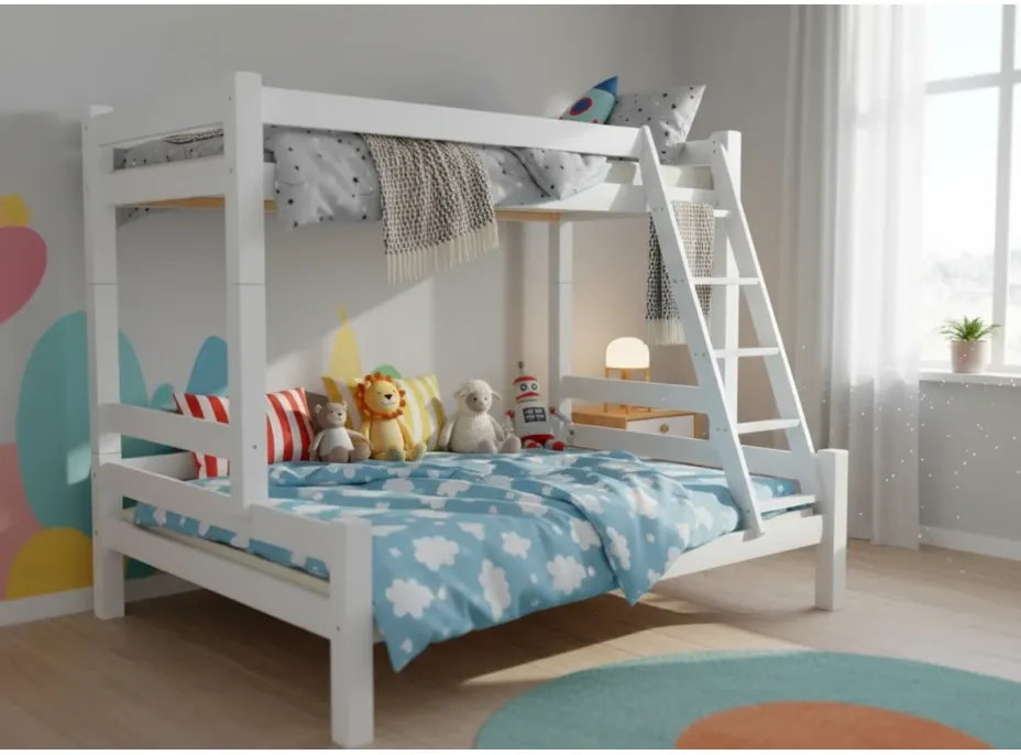 Dětská patrová postel s rozšířeným spodním lůžkem z masivu ROBUST 8X8 6A - 200x90 cm