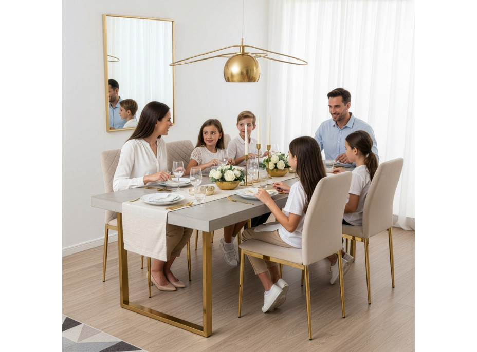 Jídelní židle MAVERIK Velvet - béžová/zlatá