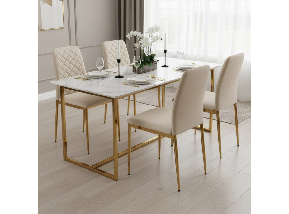 Jídelní židle MAVERIK Velvet - béžová/zlatá