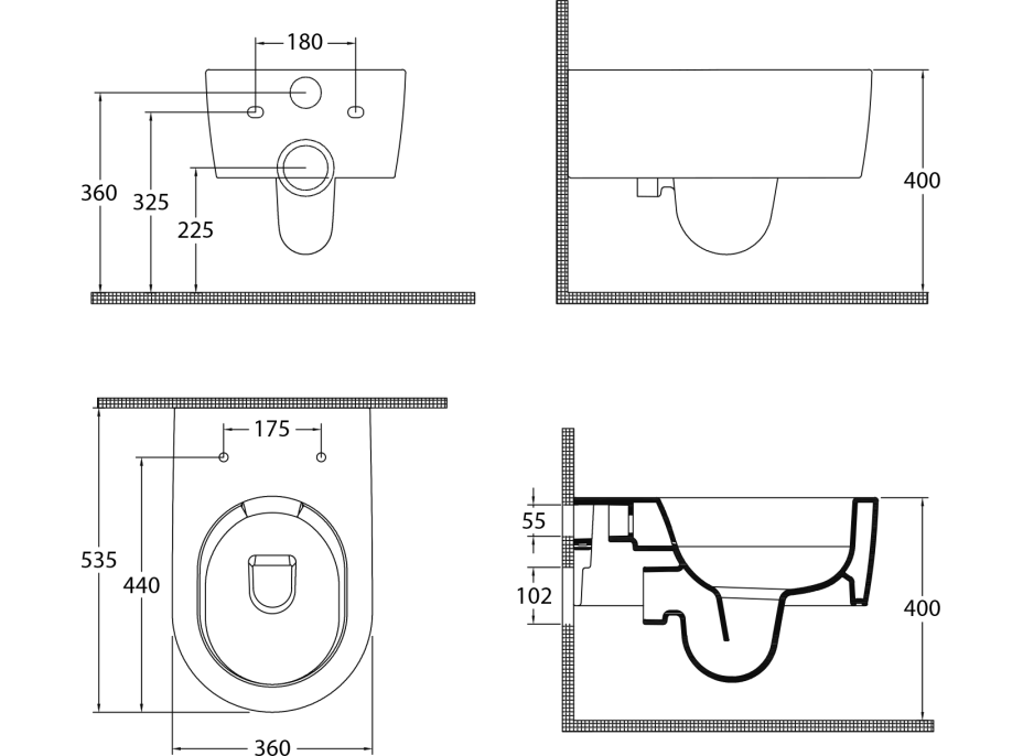 Isvea SISTEMA A závěsná WC mísa, Rimless, 36x53, 5cm, bílá 10SL02001