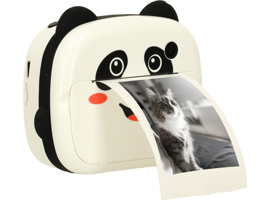 Dětský instantní fotoaparát s tiskem - Panda - bílý