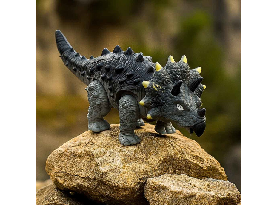 Dálkově ovládaný chodicí dinosaurus RC Triceratops se zvuky a světlem