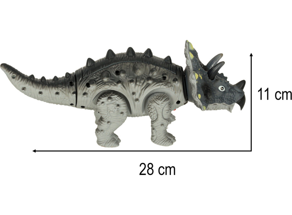 Dálkově ovládaný chodicí dinosaurus RC Triceratops se zvuky a světlem