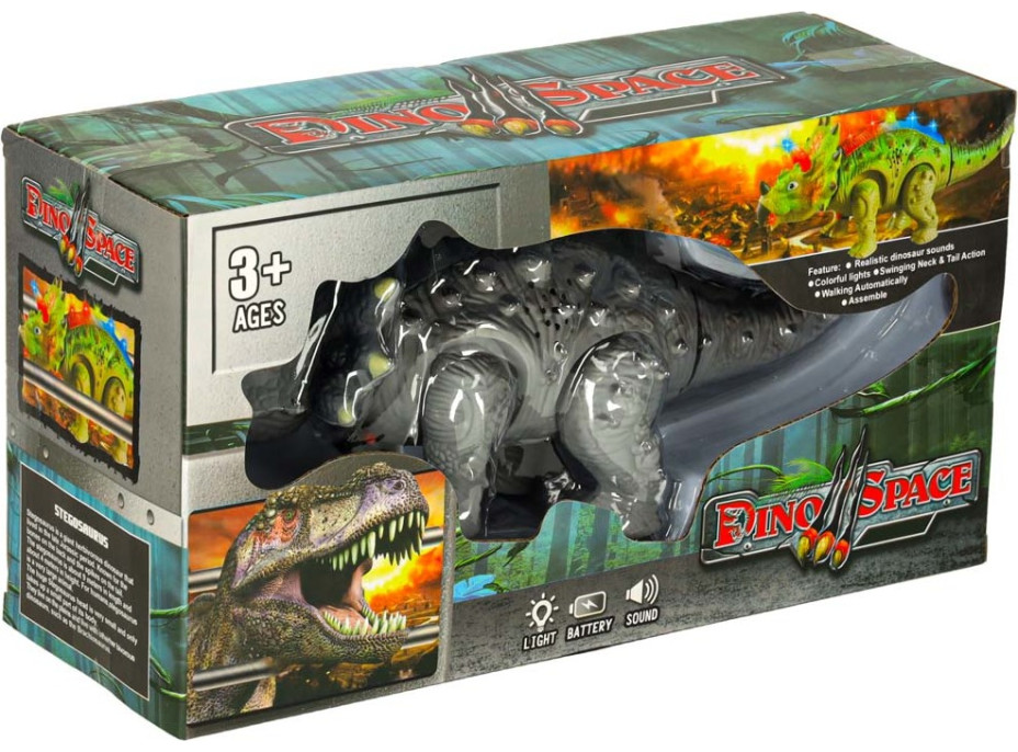 Dálkově ovládaný chodicí dinosaurus RC Triceratops se zvuky a světlem