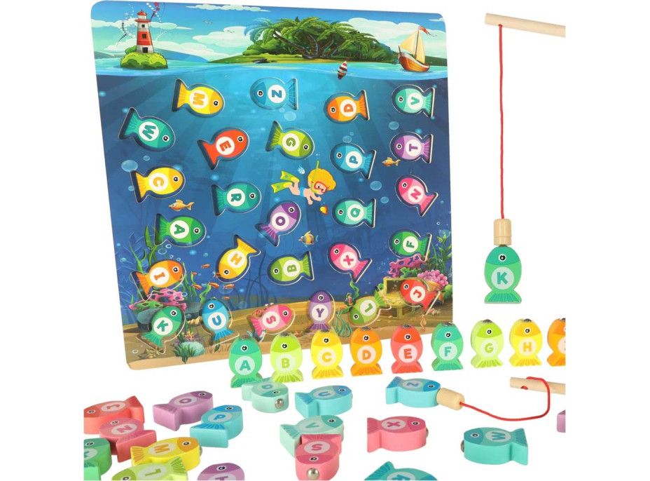 Montessori dřevěná rybářská hra s magnety