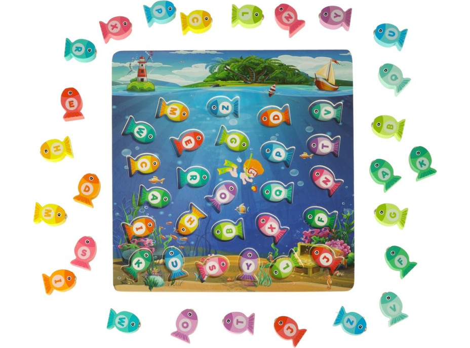 Montessori dřevěná rybářská hra s magnety