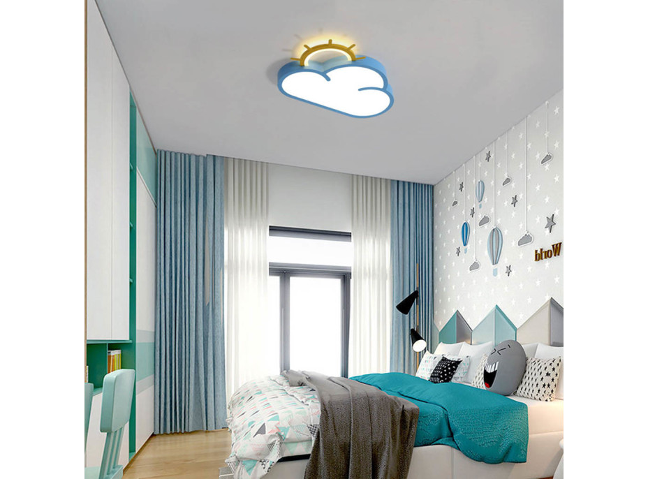 LED stropní svítidlo do dětského pokoje stmívatelné LUMELA + dálkové ovládání - modré