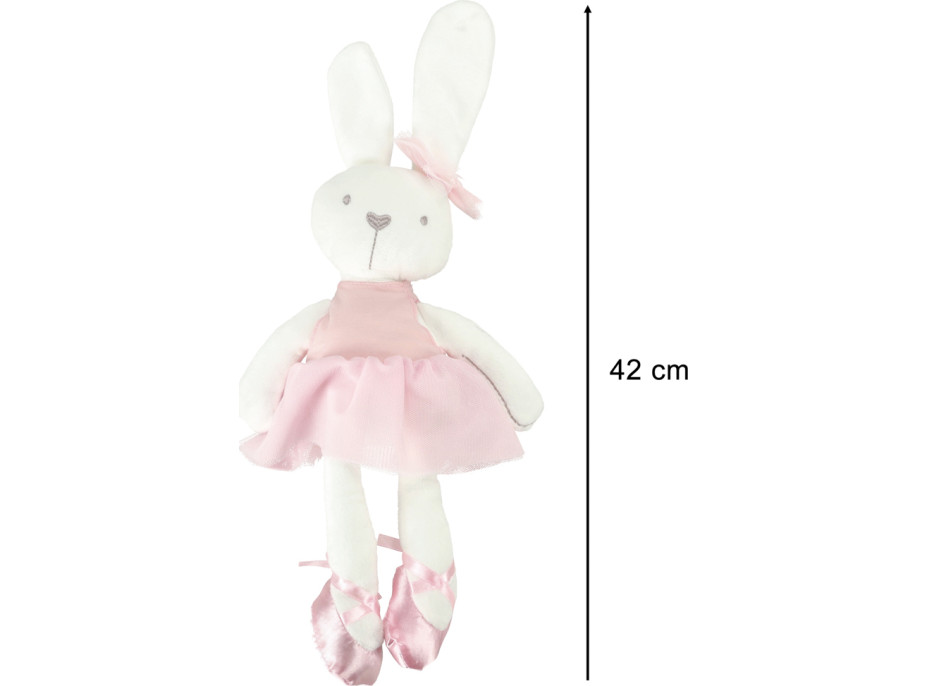 Plyšový králík v růžových šatech 42 cm