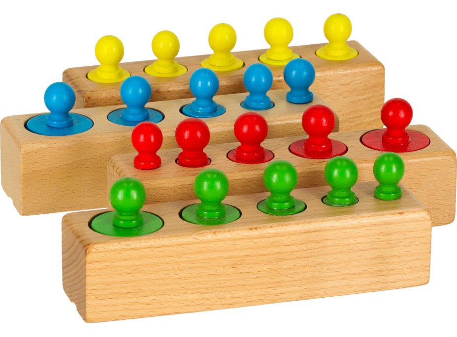 Montessori dřevěné válcové závaží barevné