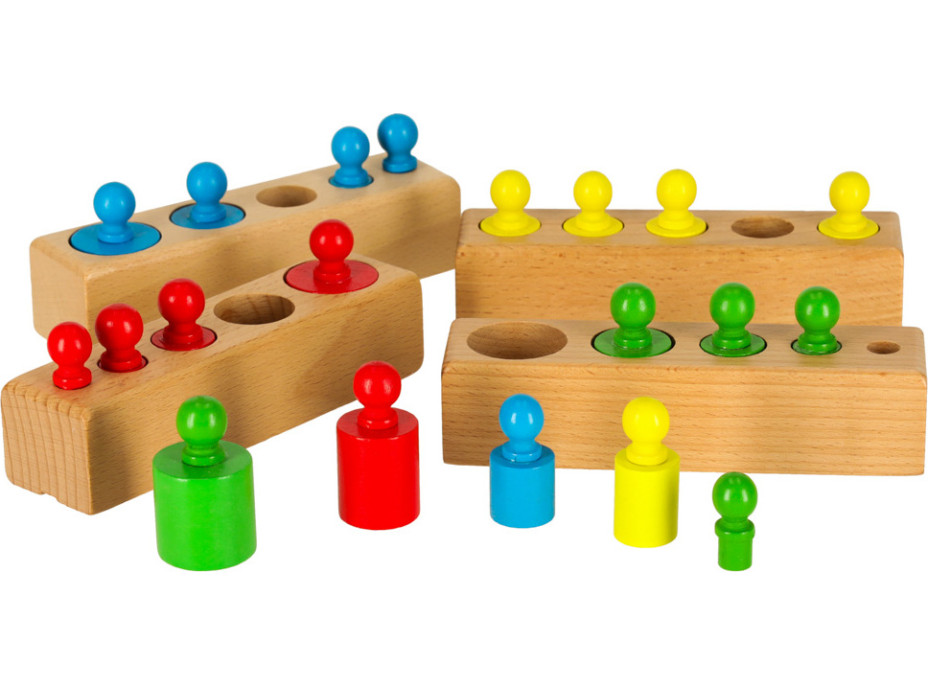 Montessori dřevěné válcové závaží barevné