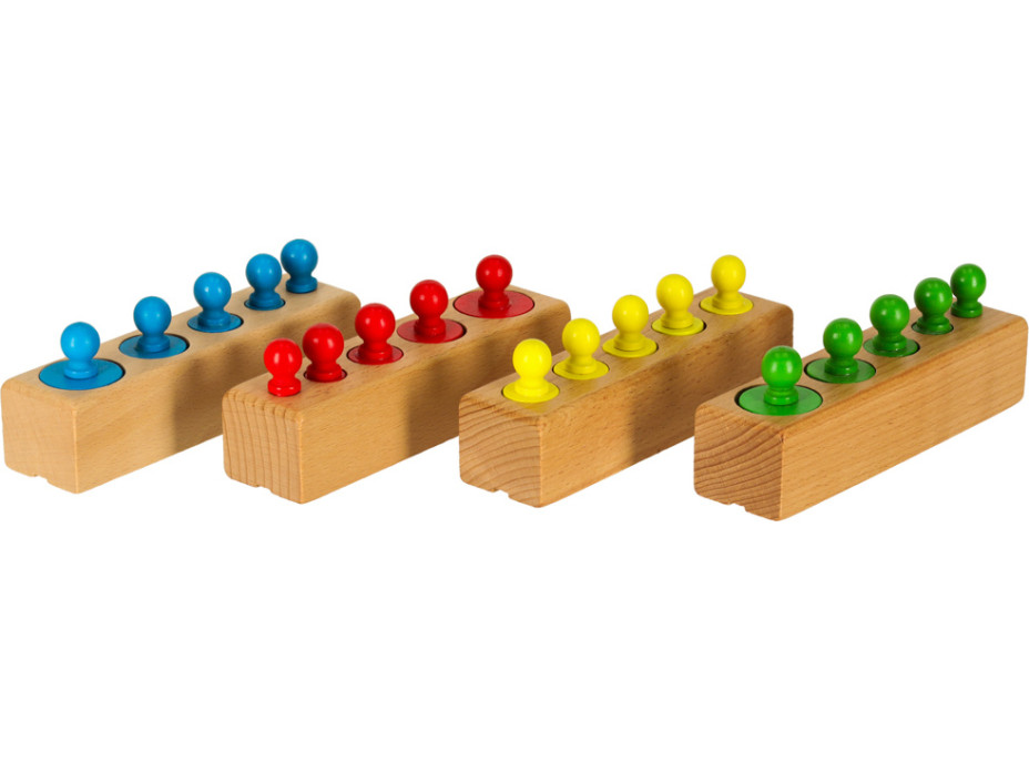 Montessori dřevěné válcové závaží barevné