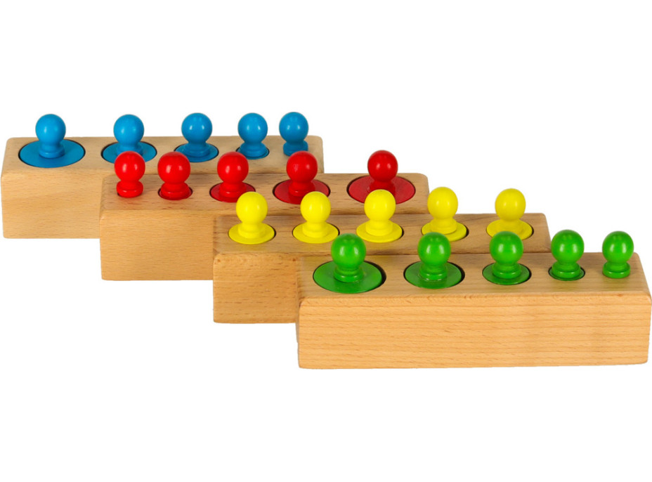 Montessori dřevěné válcové závaží barevné