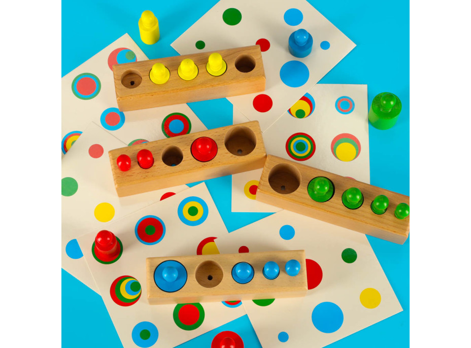 Montessori dřevěné válcové závaží barevné