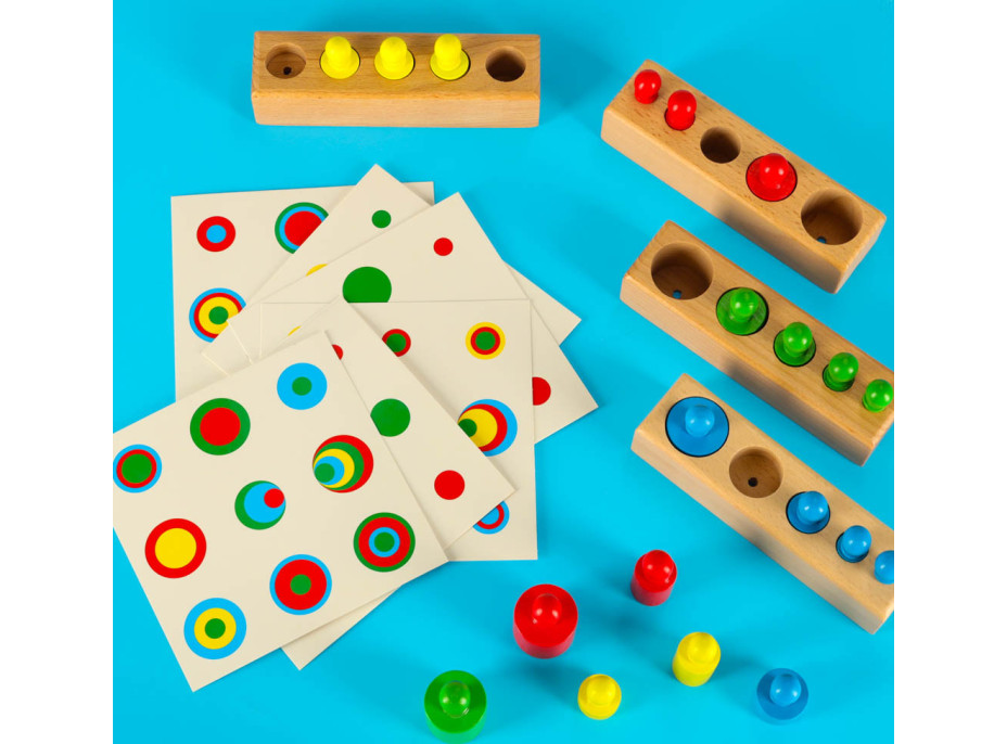 Montessori dřevěné válcové závaží barevné