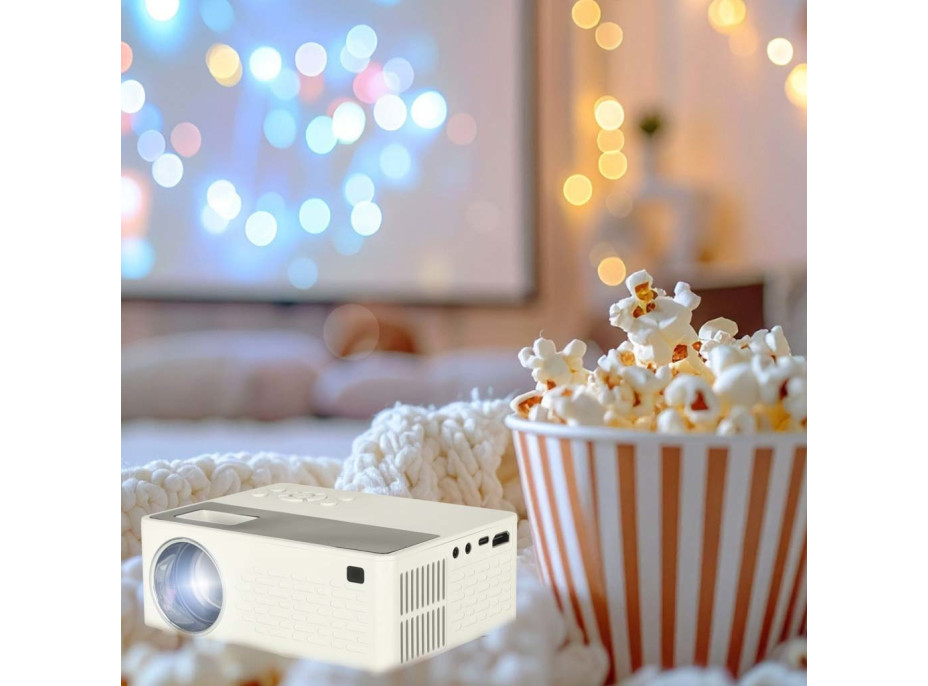 Dětský přenosný projektor LED TFT LCD 16:9 1920x1080 USB 20W - bílý