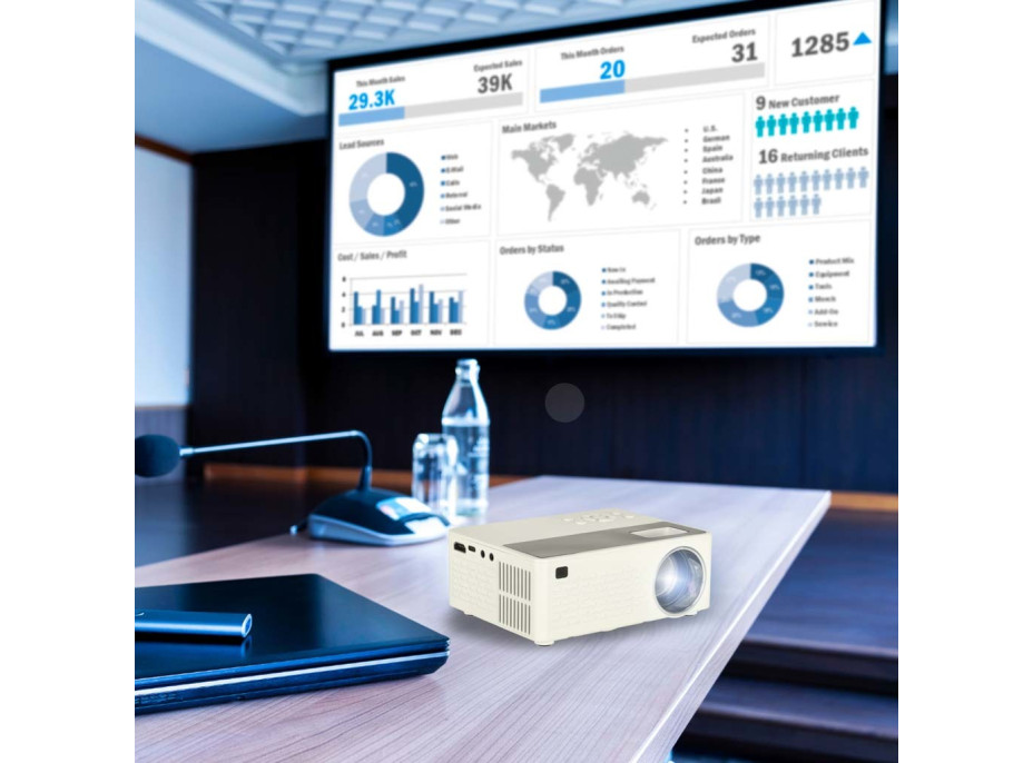 Dětský přenosný projektor LED TFT LCD 16:9 1920x1080 USB 20W - bílý