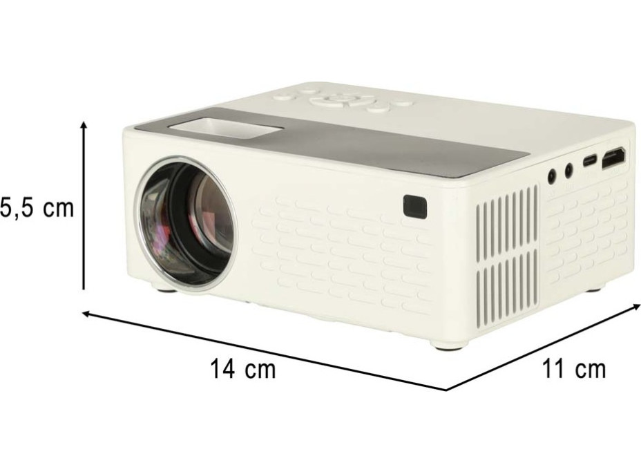 Dětský přenosný projektor LED TFT LCD 16:9 1920x1080 USB 20W - bílý