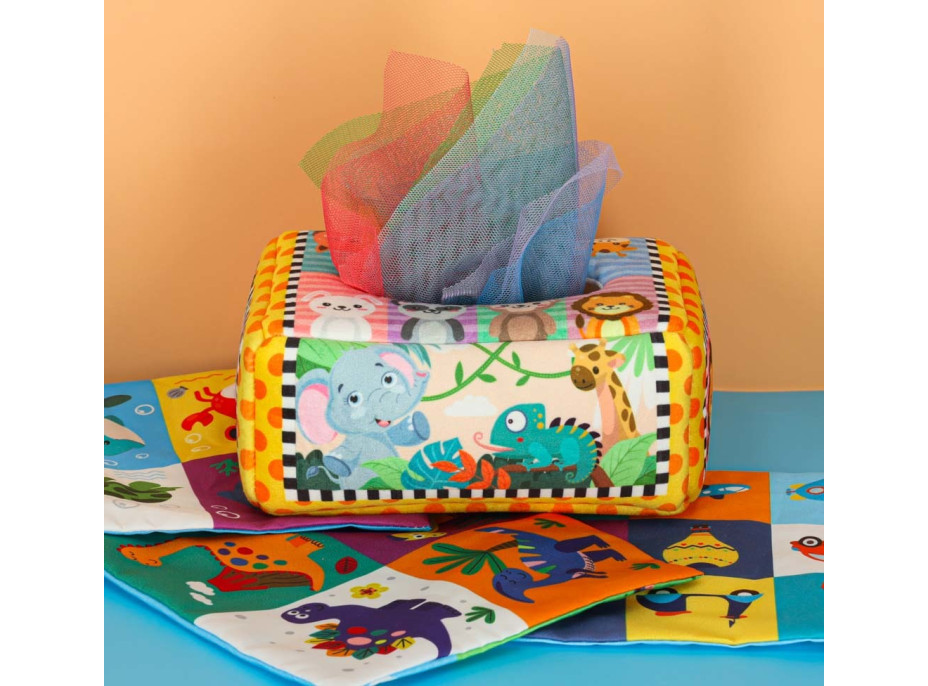 Senzorická Montessori krabice na kapesníky