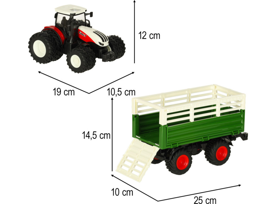 RC dálkově ovládaný zemědělský traktor s přívěsem 2.4G 3.7V 500mAh