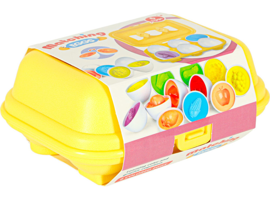 Vzdělávací Montessori puzzle - třídič tvarů Vajíčka ovoce a zelenina 6 ks