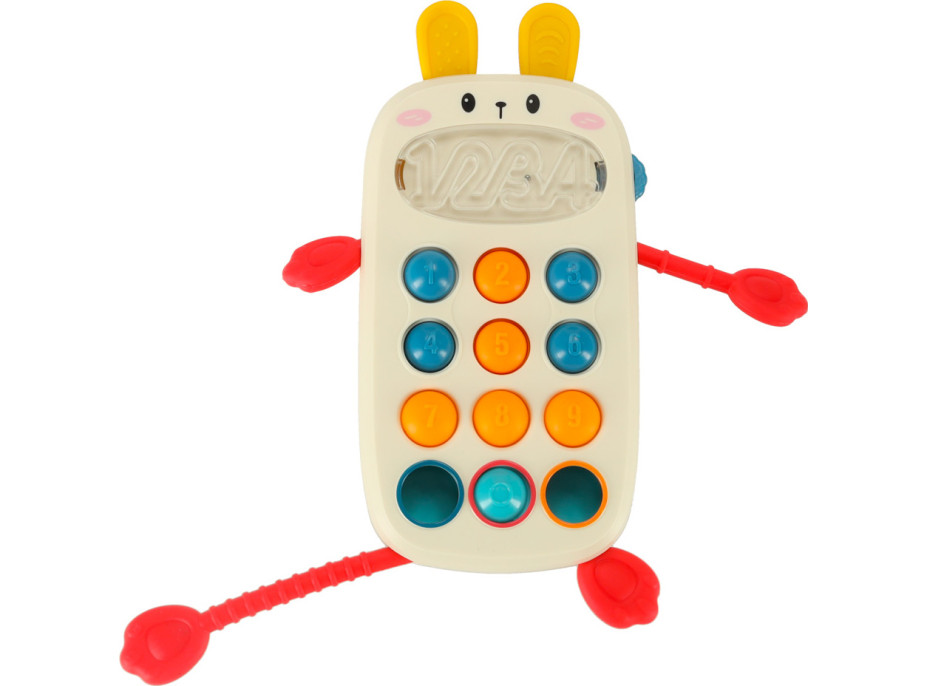 Montessori senzorická hračka pro děti - Telefon s tlačítky Králíček