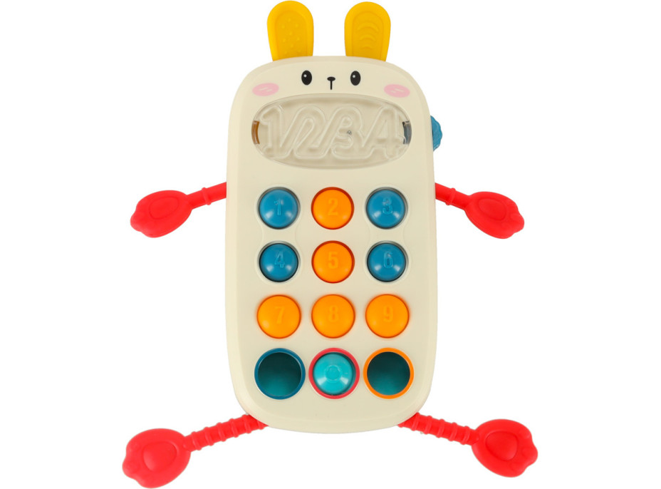 Montessori senzorická hračka pro děti - Telefon s tlačítky Králíček
