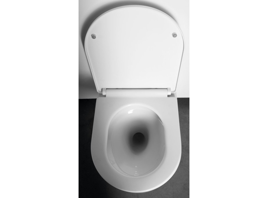 Aqualine DENICA závěsná WC mísa, Vortex Rimless, 36x52cm, bílá PS8512