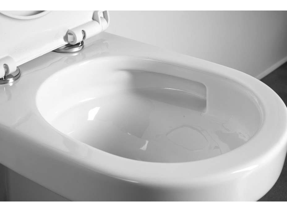 Aqualine DENICA závěsná WC mísa, Vortex Rimless, 36x52cm, bílá PS8512