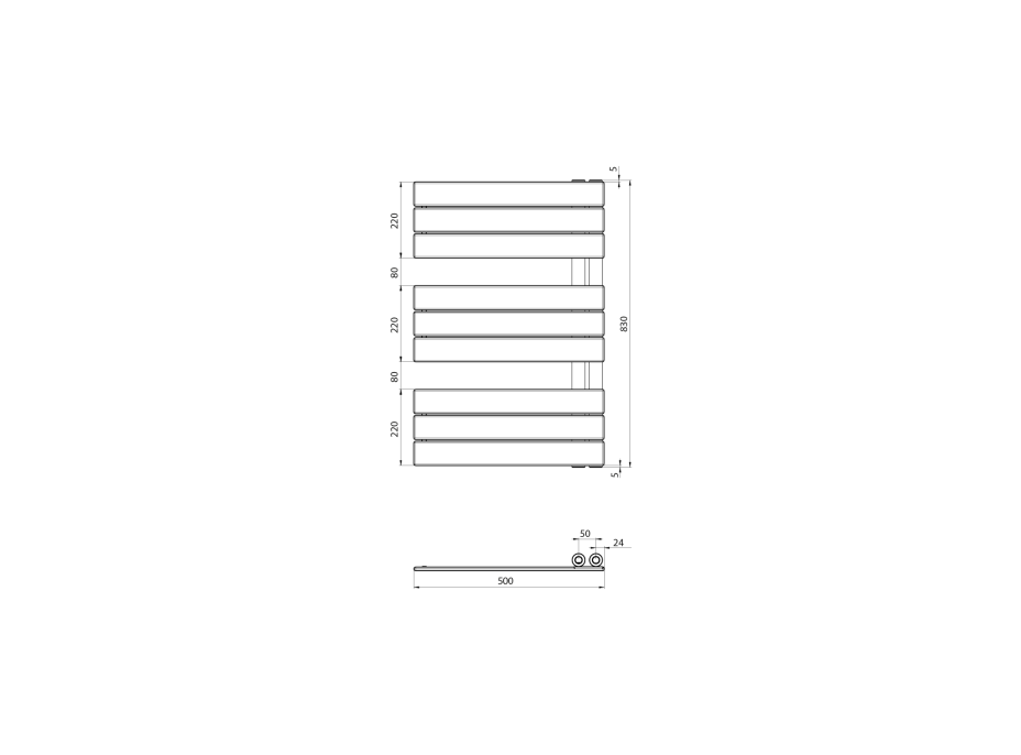 Aqualine MYTHOS otopné těleso 500x830mm, bílá LLM508W