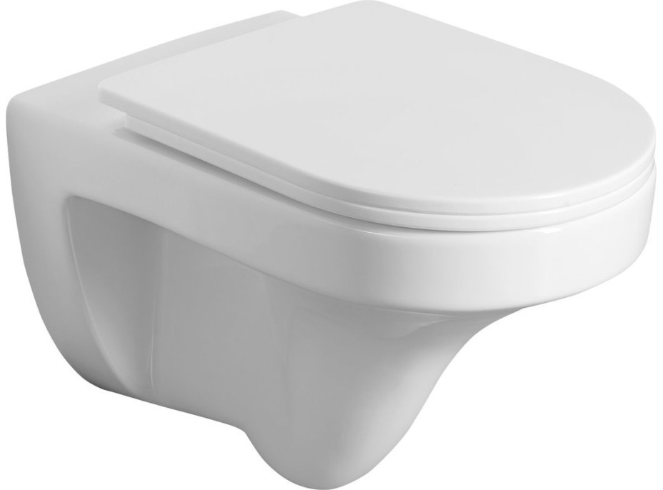 Aqualine DENICA závěsná WC mísa, Vortex Rimless, 36x52cm, bílá PS8512