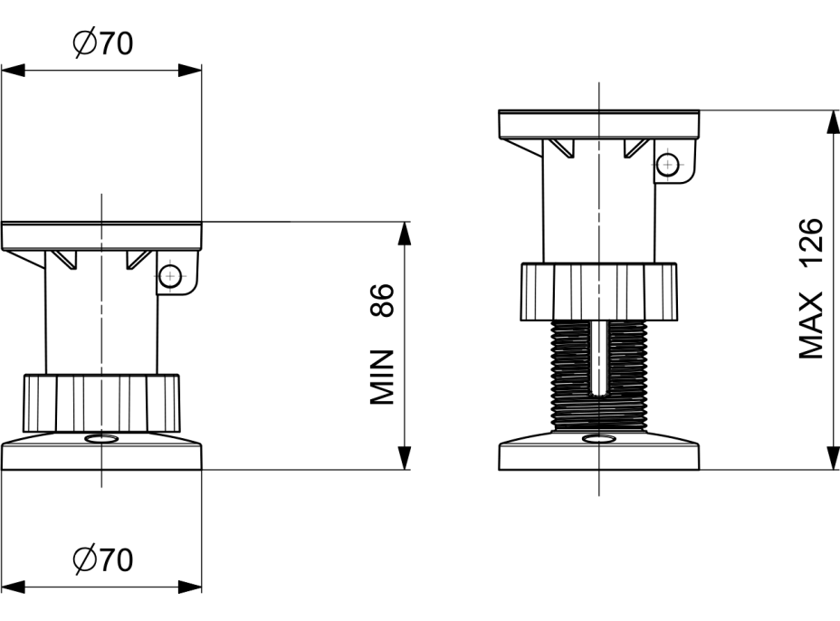 Aqualine Samolepící nohy pro sprchovou vaničku, v. 86-126mm (5ks/sada) PQ115