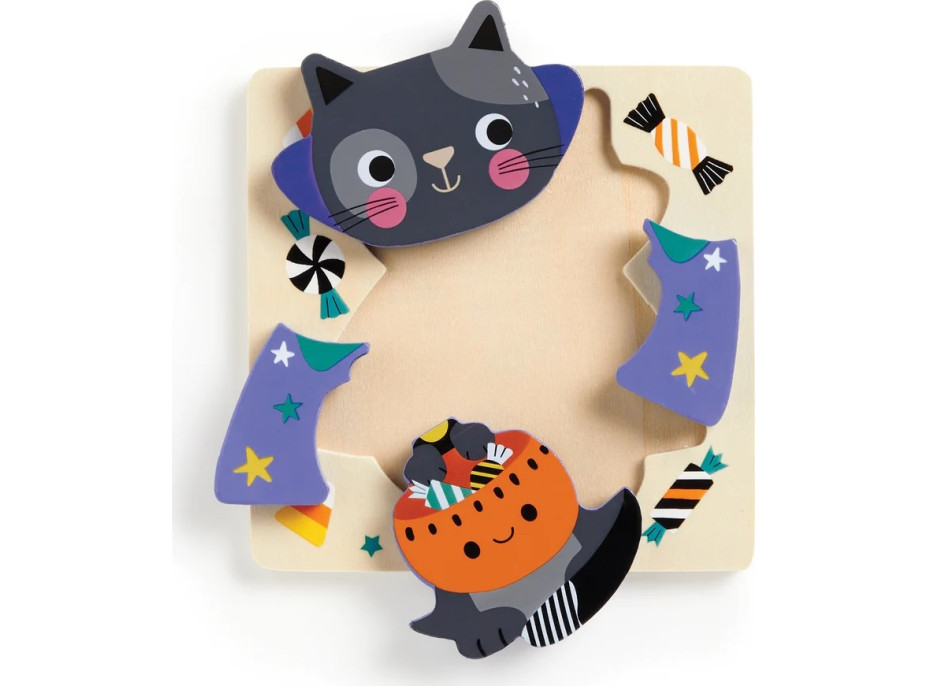 Mudpuppy Dřevěné halloweenské puzzle sada 4 puzzle