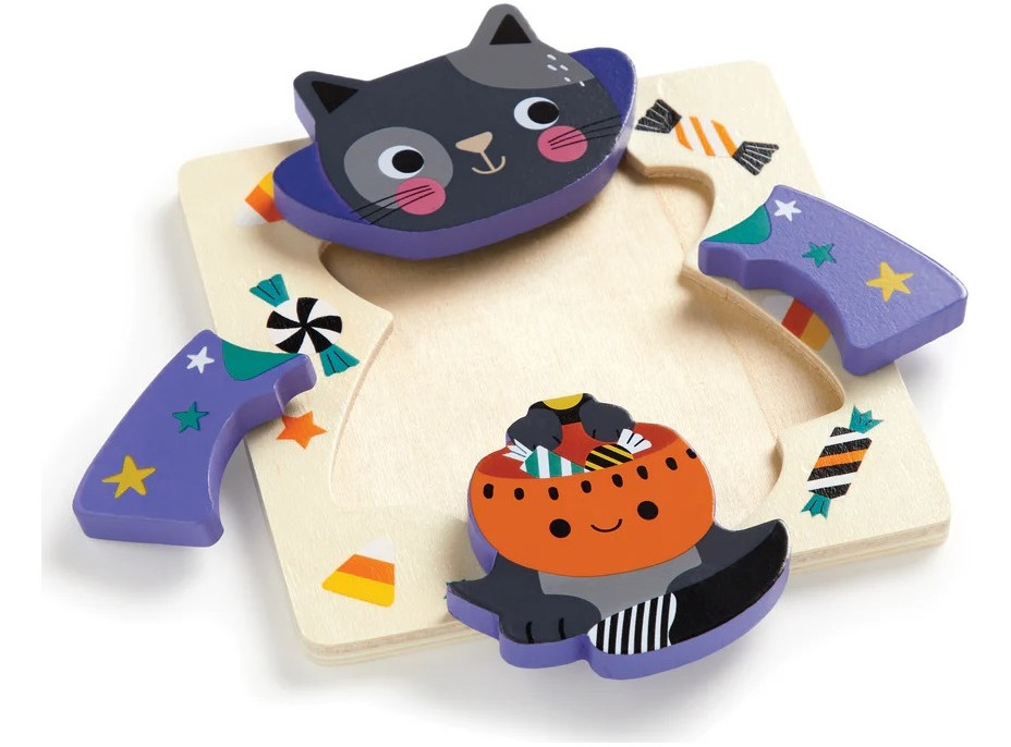 Mudpuppy Dřevěné halloweenské puzzle sada 4 puzzle