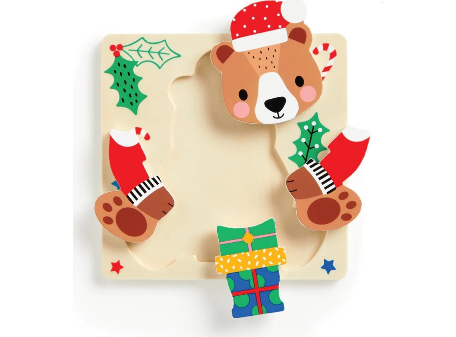 Mudpuppy Dřevěné vánoční puzzle sada 4 puzzle
