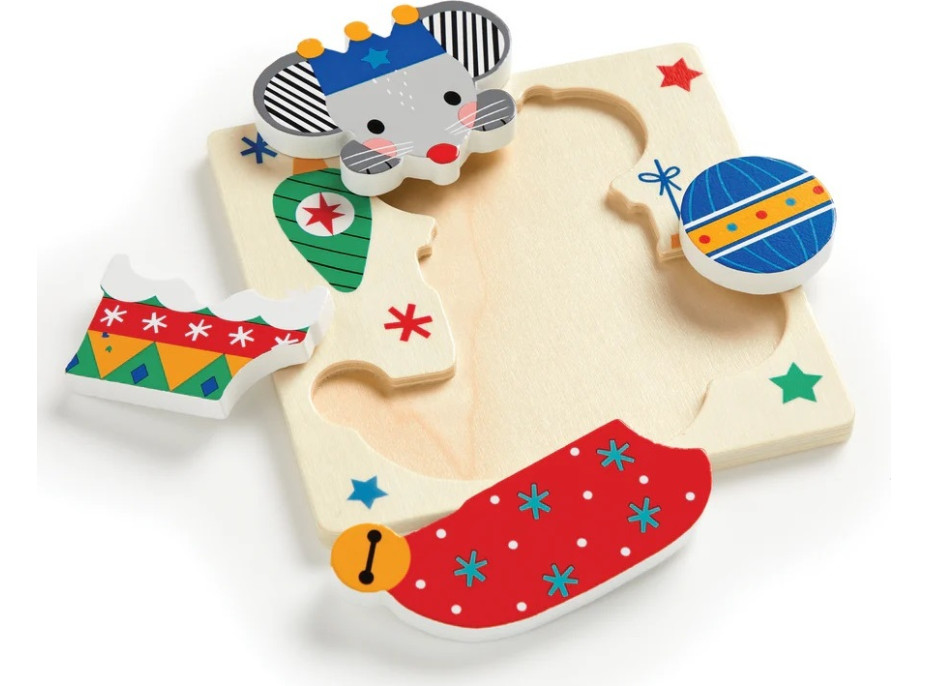 Mudpuppy Dřevěné vánoční puzzle sada 4 puzzle