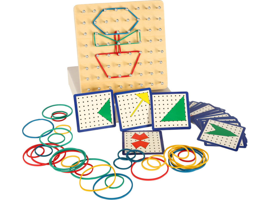 Geoboard - dřevěná motorická hra s gumičkami