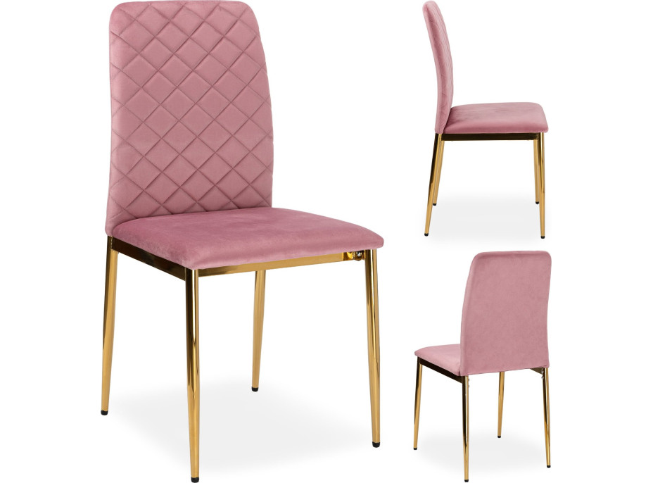 Jídelní židle MAVERIK Velvet - růžová/zlatá Jídelní židle MAVERIK Velvet - růžová/zlatá