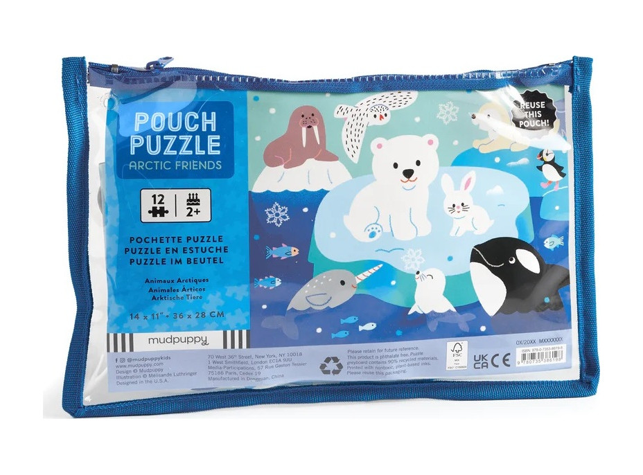 Mudpuppy Puzzle v taštičce Lední přátelé 12 dílků