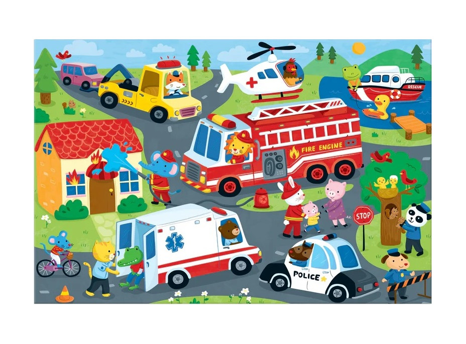 Mudpuppy Velké podlahové puzzle Záchranná vozidla 48 dílků