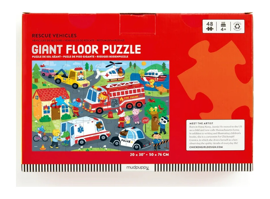 Mudpuppy Velké podlahové puzzle Záchranná vozidla 48 dílků