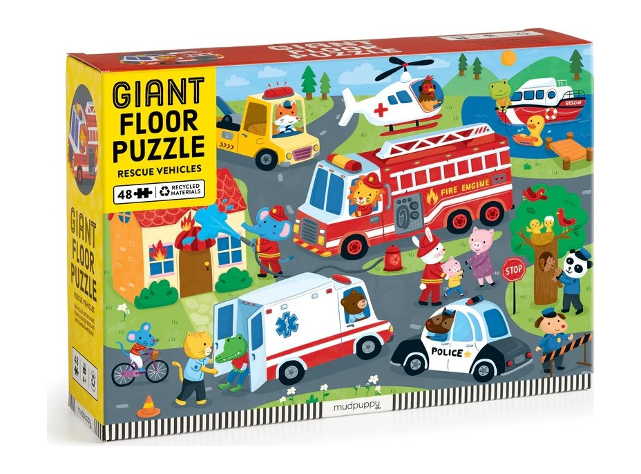 Mudpuppy Velké podlahové puzzle Záchranná vozidla 48 dílků